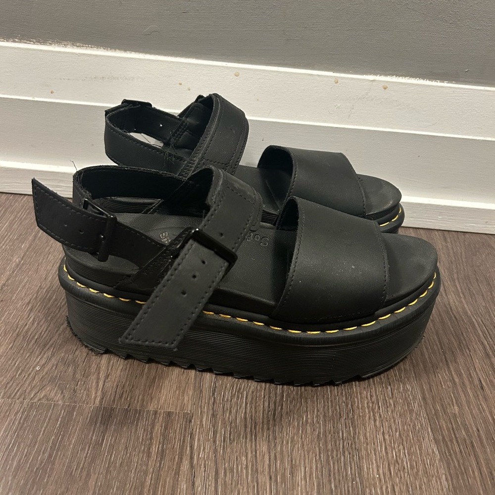 Black Women's Platform Sandals- Dr. Martens Voss Quad